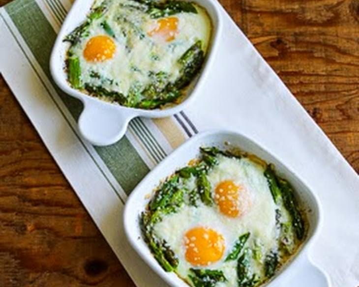 Baked Eggs and Asparagus with Parmesan