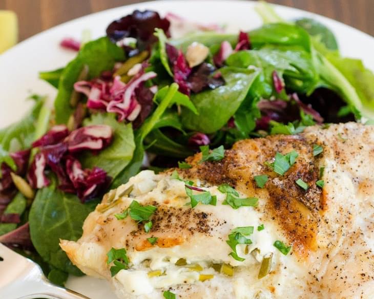 Roasted Chicken Breasts Stuffed with Goat Cheese & Garlic