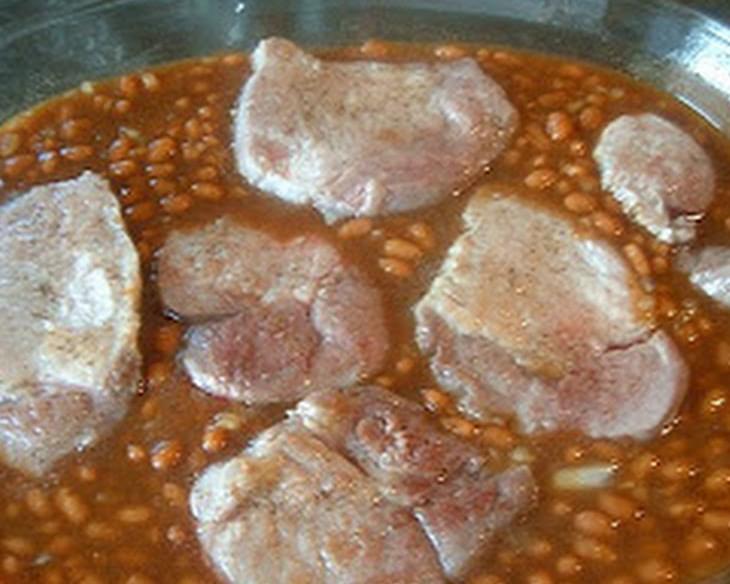 BAKED PORK CHOPS WITH BEANS
