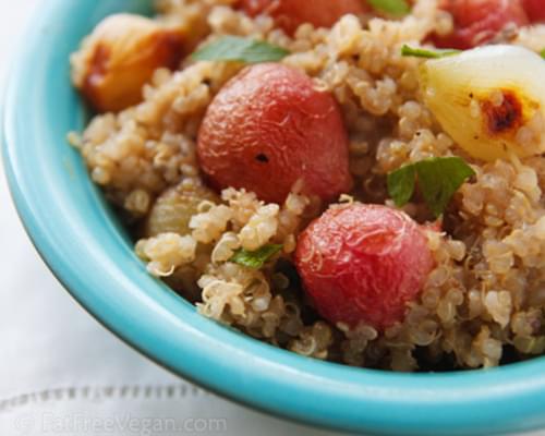 Quinoa with Roasted Radishes and Pearl Onions