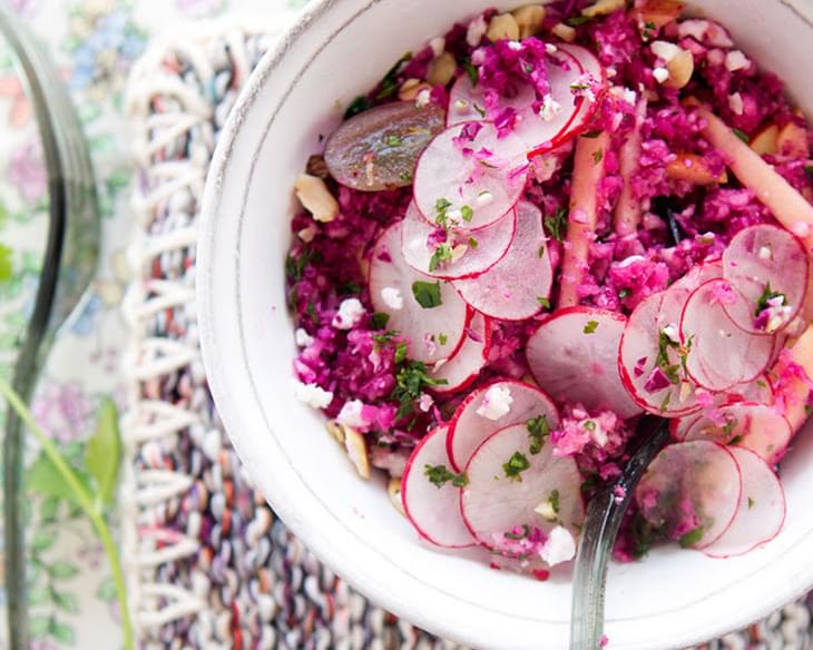 Celeriac, Red Cabbage And Apple Tabbouleh Recipe With Grapes And Hazelnuts