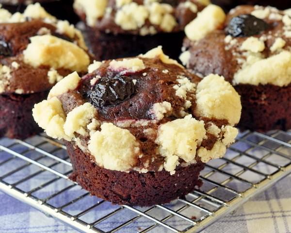 Double Chocolate Cherry Crumble Muffins