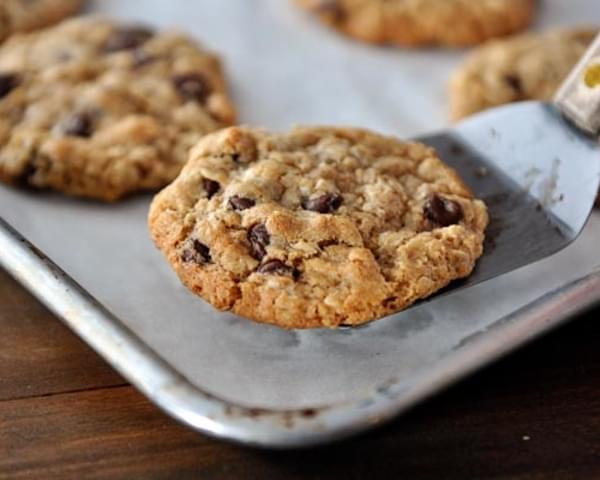 Whole Wheat Coconut Oil Chocolate Chip Oatmeal Cookies