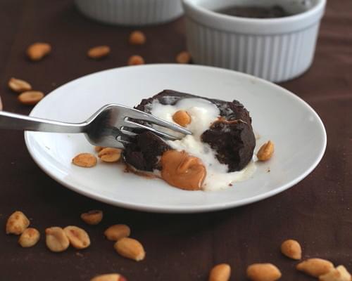 Molten Chocolate Peanut Butter Cake - Low Carb and Gluten-Free