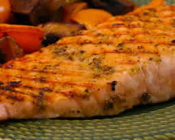 Greek Salmon Cooked in a Grill Pan