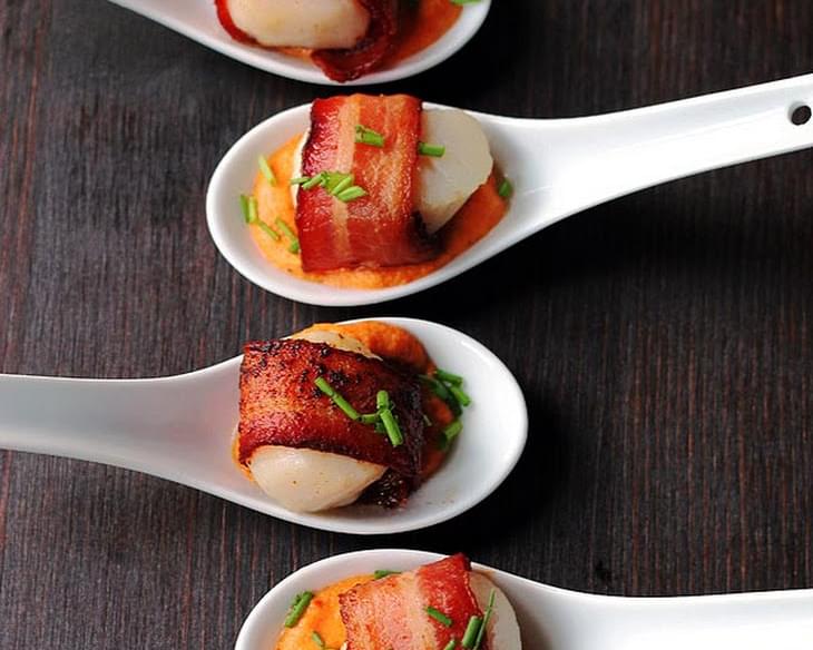 Bacon Wrapped Scallops with Cajun Cream Sauce