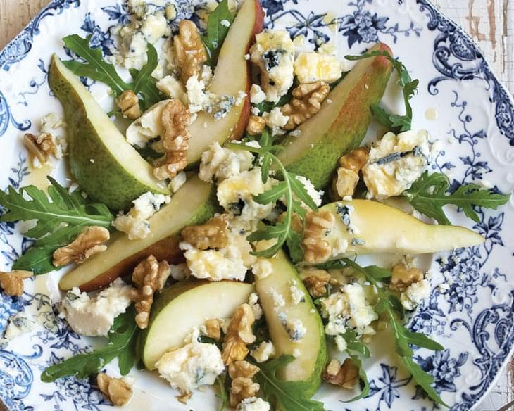 Pear, Blue Cheese And Walnut Salad With A Maple Syrup Vinaigrette