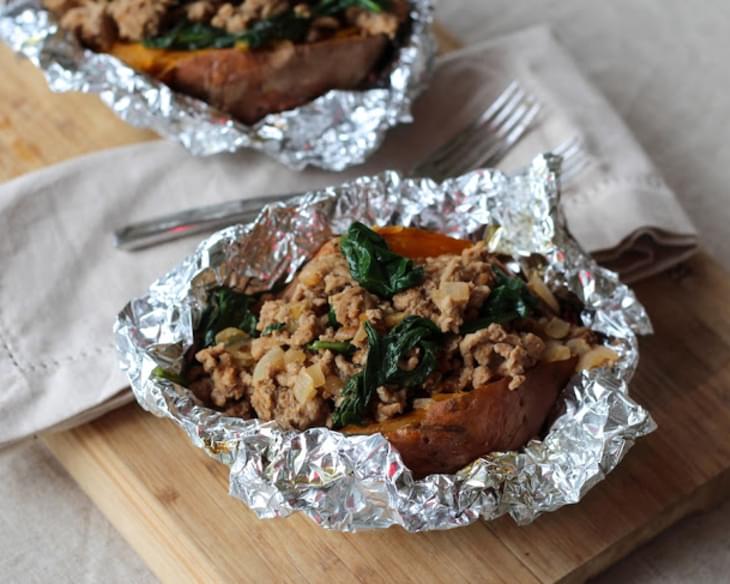 Turkey and Spinach Stuffed Sweet Potatoes