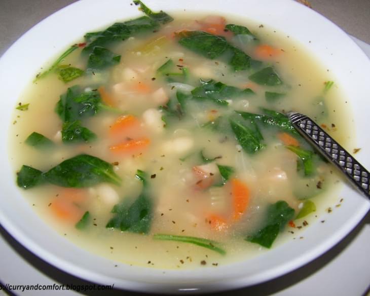 Bean Soup with Ham and Spinach