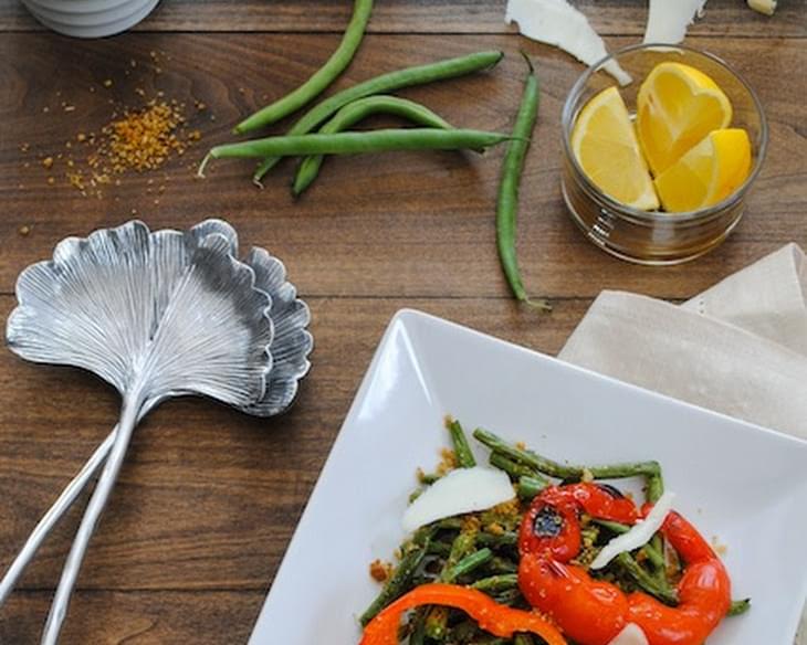 Roasted Green Beans & Peppers with Oregano Breadcrumbs