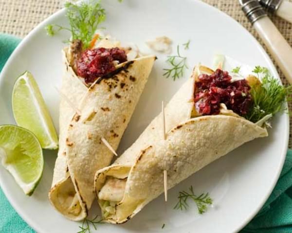 Gluten Free Tilapia Tacos with Cherry Chipotle Salsa