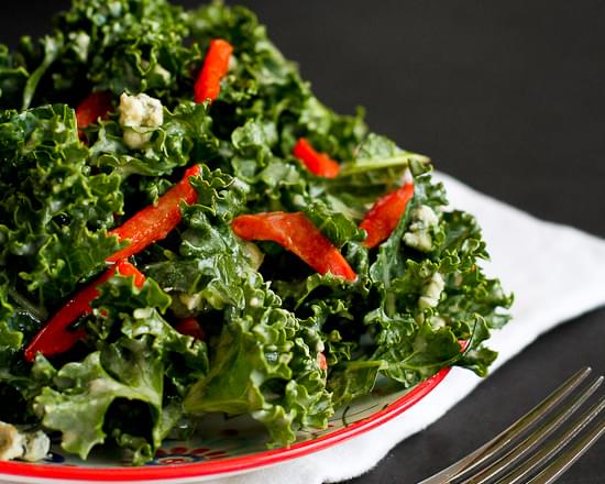 Chopped Kale Salad Recipe with Gorgonzola & Dijon Yogurt Dressing