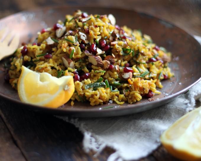 Jeweled Brown Rice with Orange Zest and Mint