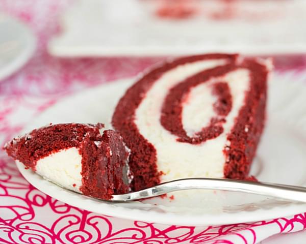 Red Velvet Roll Cake with White Chocolate-Cream Cheese Filling