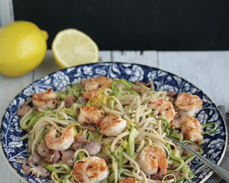 Chilli And Garlic Prawn Linguine With Bacon