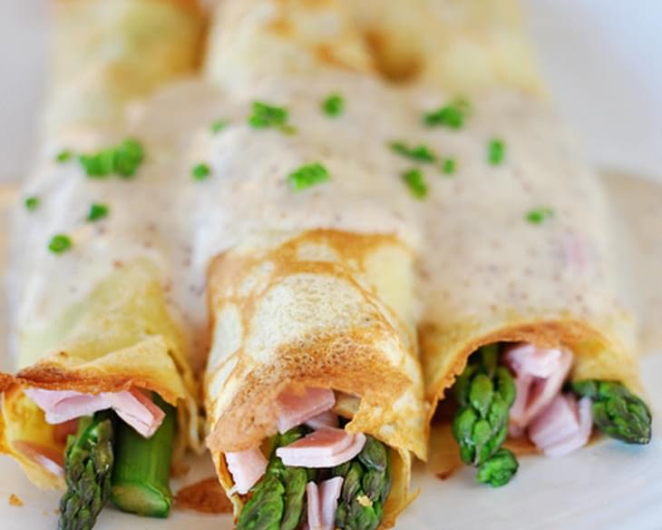 Basic Crepes with Ham, Swiss and Asparagus Variation