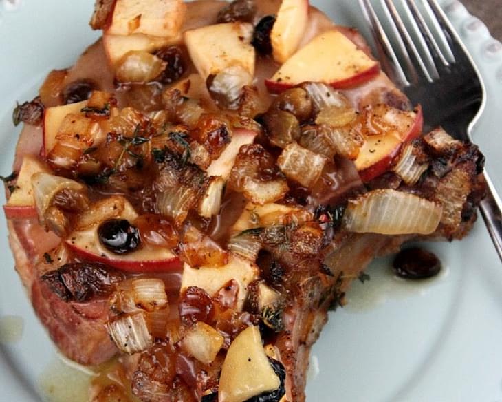 Smoked Pork Chops w/ Maple- Baked Apples
