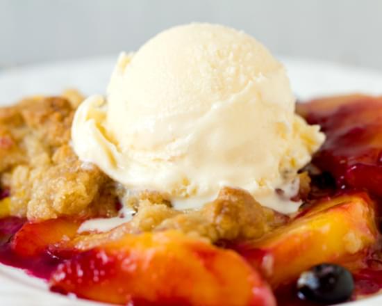 Peach and Blueberry Crumble