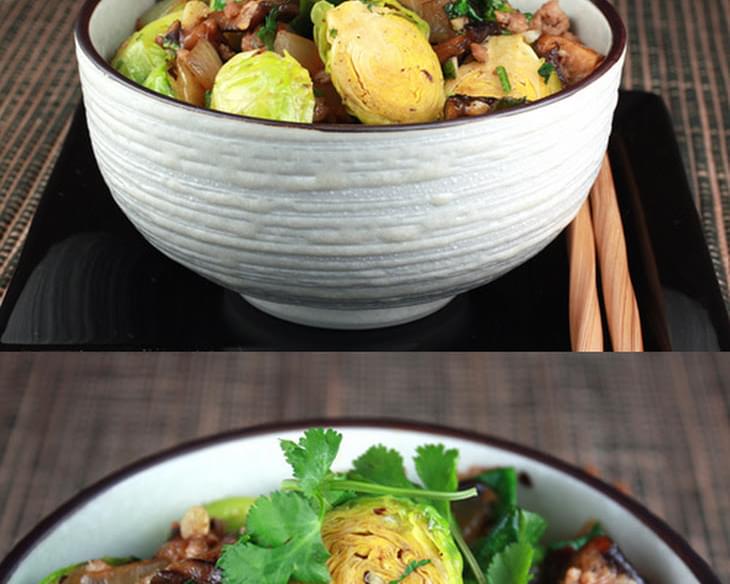 Food Gal's Stir-Fried Brussels Sprouts and Pork in Black Bean Sauce