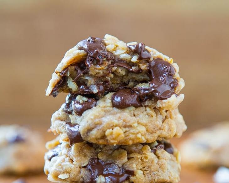 Soft and Chewy Oatmeal Coconut Chocolate Chip Cookies