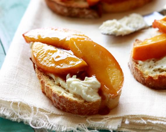 Roasted Peach Crostini with Brown Sugar and Ginger [Giveaway]