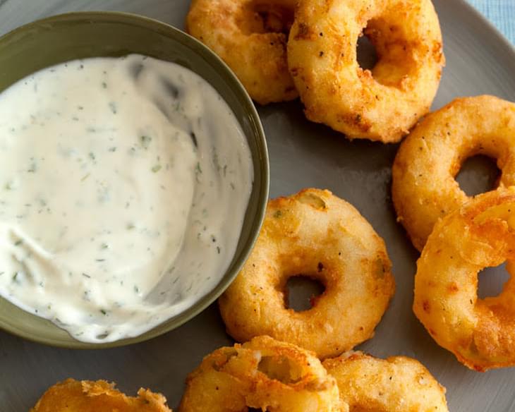 Potato Rings with Homemade Buttermilk Ranch Dipping Sauce