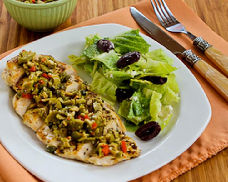 Pan-Grilled Chicken with Green Olive, Caper, and Lemon Relish