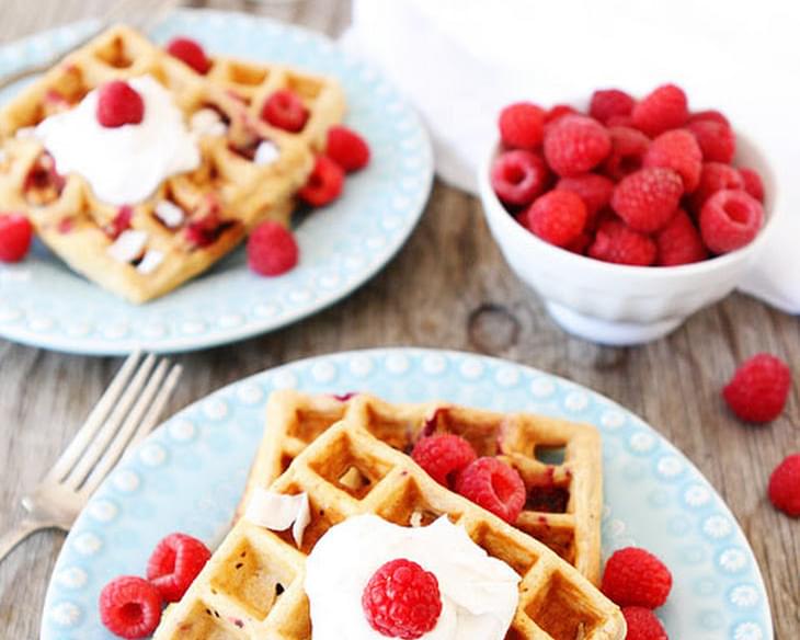 Coconut Raspberry Waffles with Coconut Whipped Cream