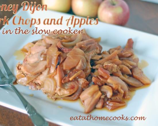 Honey Dijon Pork Chops and Apples in the Slow Cooker