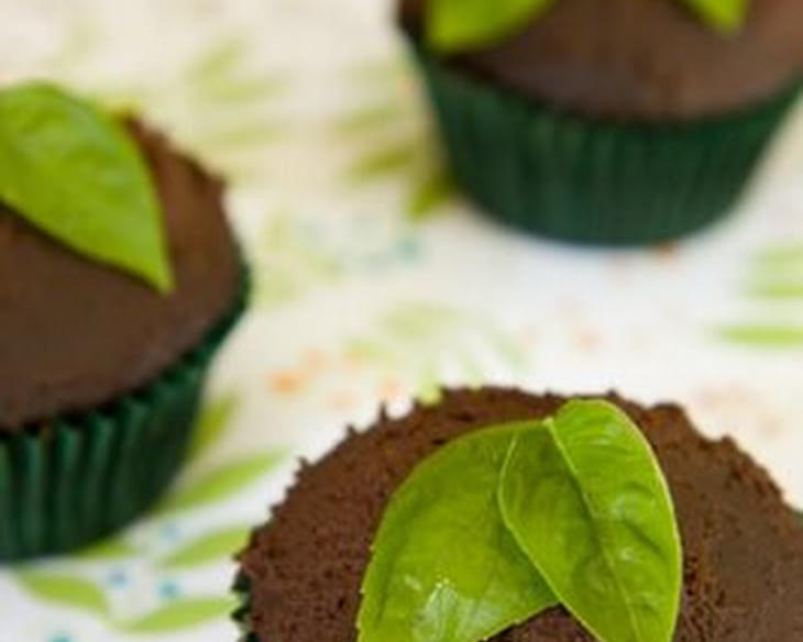 Vegan Chocolate Cupcakes with Basil