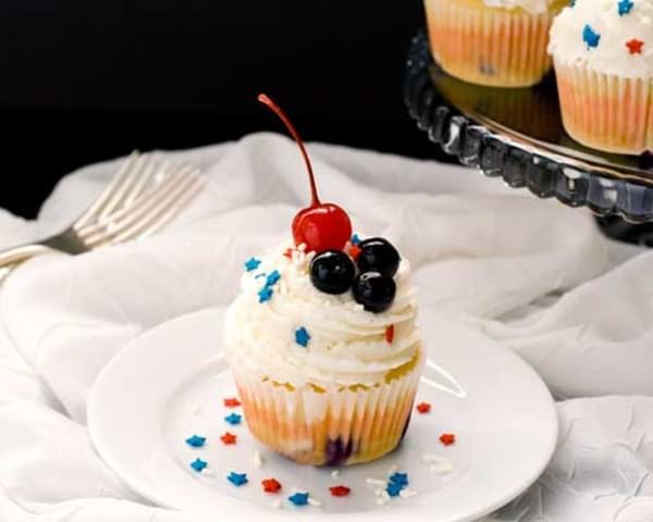 Gluten Free Red, White & Blueberry Cupcakes