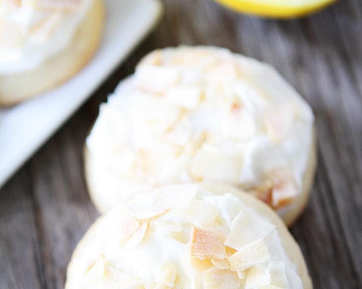 Lemon Cookies with Toasted Coconut Frosting