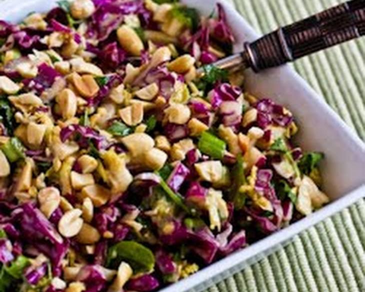 Napa Cabbage and Red Cabbage Salad with Fresh Herbs and Peanuts