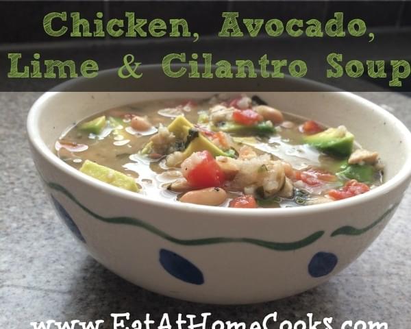 Chicken, Avocado, Lime, and Cilantro Soup