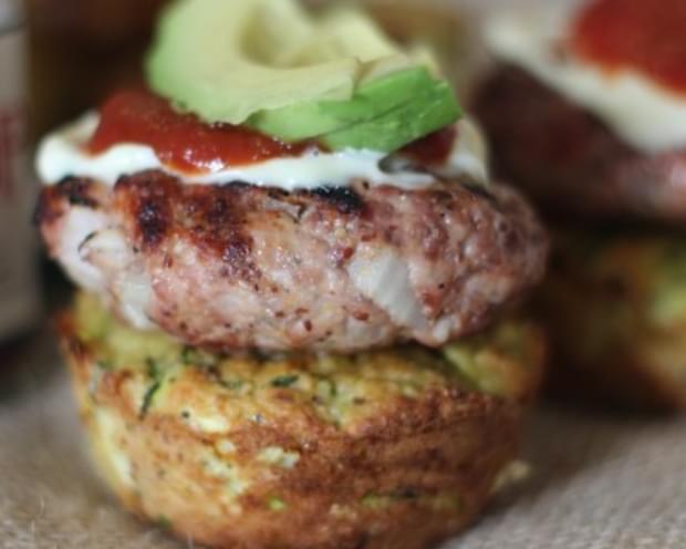 Grilled Mustard Sliders on top of Fritter Cups