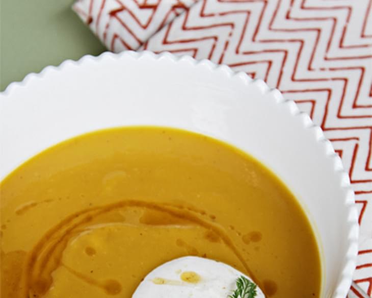 Butternut Squash Soup with Brown Butter and Nutmeg Creme