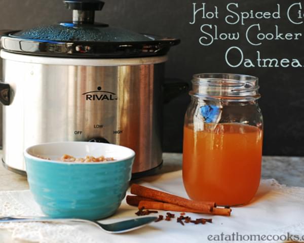 Hot Spiced Apple Cider Oatmeal in the Slow Cooker