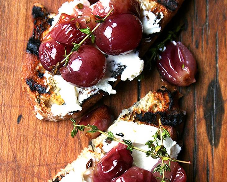 Roasted Grapes with Thmye, Fresh Ricotta & Grilled Bread