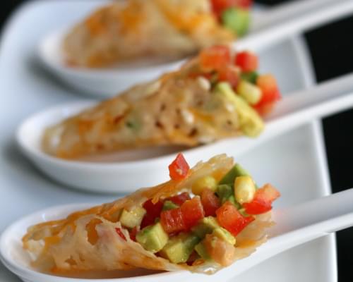 Parmesan Cones with Avocado and Red Pepper