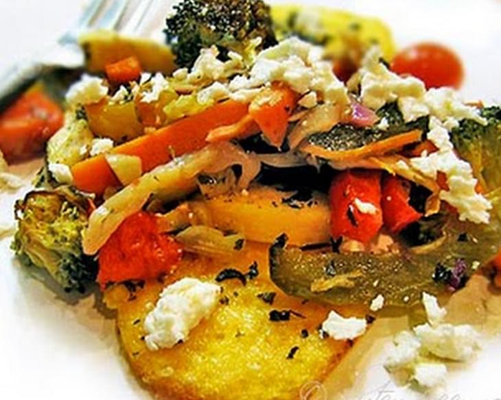 Easy Roasted Vegetables on Broiled Polenta