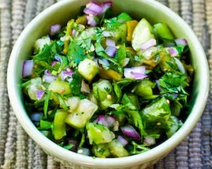 Tomatillo Salsa with Roasted Green Chiles, Cilantro, and Lime