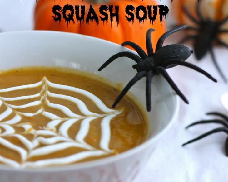 Roasted Butternut Squash {Spiderweb} Soup