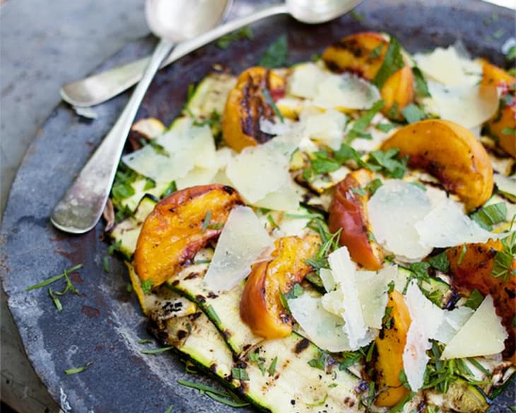 Grilled Summer Squash & Peach Salad with Manchego & White Truffle