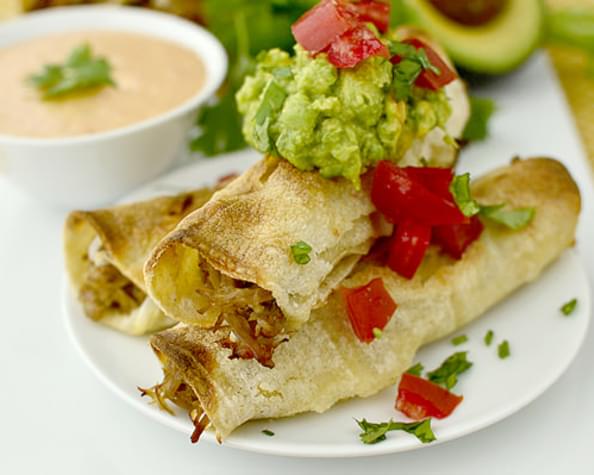 Pulled Pork Taquitos with Chipotle-Ranch Dipping Sauce