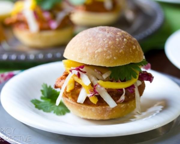 Butter Chicken Sliders with Pickled Mango Slaw