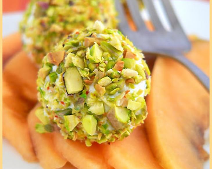 Melon With Fresh Goat Cheese and Pistachios