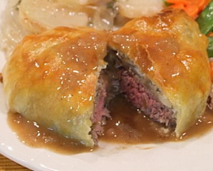 Beef Wellingtons with Gorgonzola and Madeira Wine Sauce