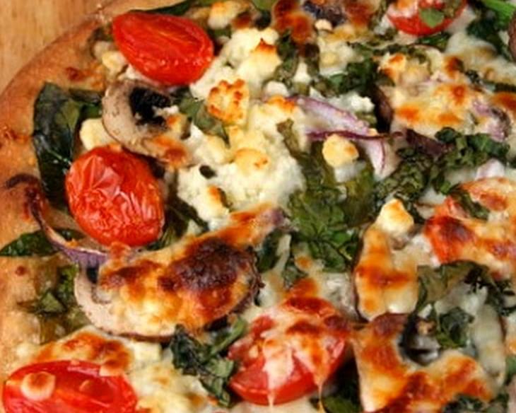 Spinach, Mushroom and Feta Pizza