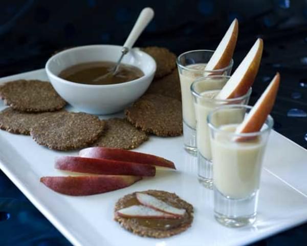 Gluten Free Pear Parsnip Soup with Pecan Blue Cheese Crackers and Pear Paste