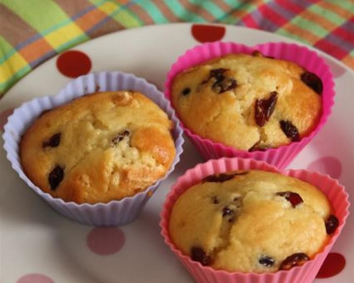 White Chocolate and Sour Cherry or Raspberry Heart Muffins